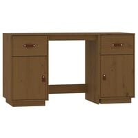 vidaXL Desk with Cabinets Honey Brown 135x50x75 cm Solid Wood Pine