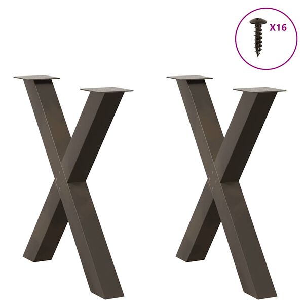 vidaXL Dining Table Legs X-Shaped 2 pcs Natural Steel 80x(72-73) cm Steel