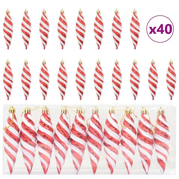 vidaXL Christmas Spiral Shape Ball 40 pcs Red
