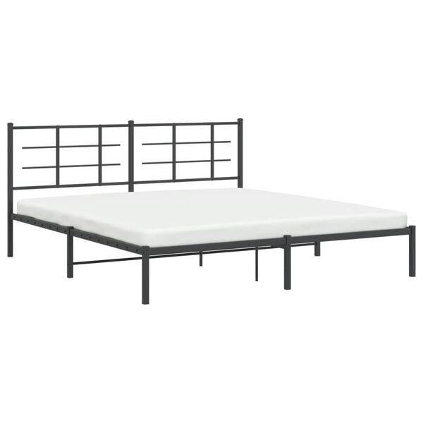 vidaXL Metal Bed Frame without Mattress with Headboard Black 183x213cm