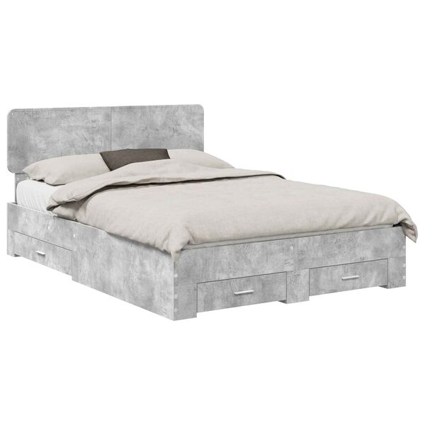 vidaXL Bed Frame Concrete Grey 160 x 200 cm Engineered Wood