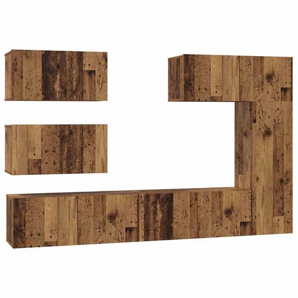 vidaXL TV Cabinet Set Wall-mounted 6 pcs Old Wood Engineered Wood