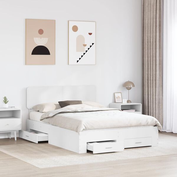 vidaXL Bed Frame with Headboard White 150 x 200 cm Engineered Wood