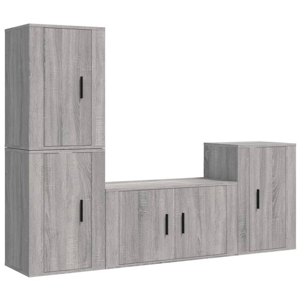 vidaXL 4 Piece TV Cabinet Set Grey Sonoma Engineered Wood
