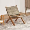 vidaXL Relaxing Chair Natural Kubu Rattan and Solid Mahogany Wood