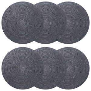 vidaXL Jute Placemets 6 pcs Dark grey 100% Tossa Jute