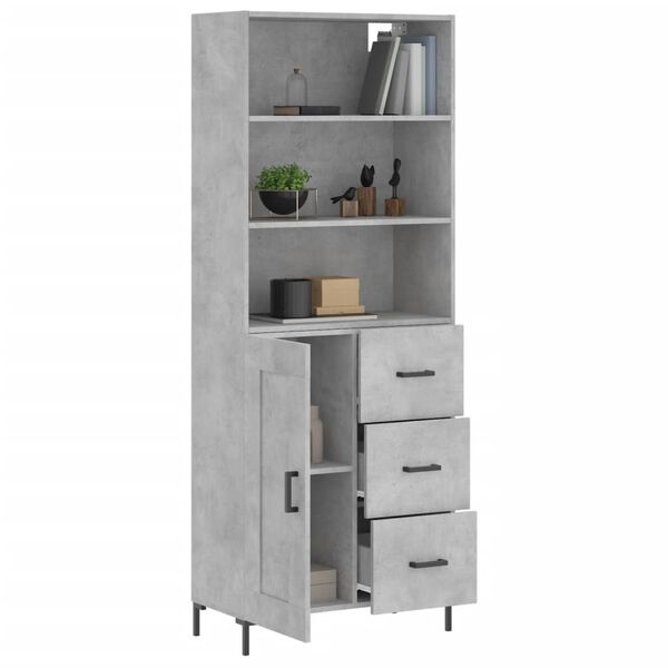 vidaXL Highboard Concrete Grey 69.5x34x180 cm Engineered Wood