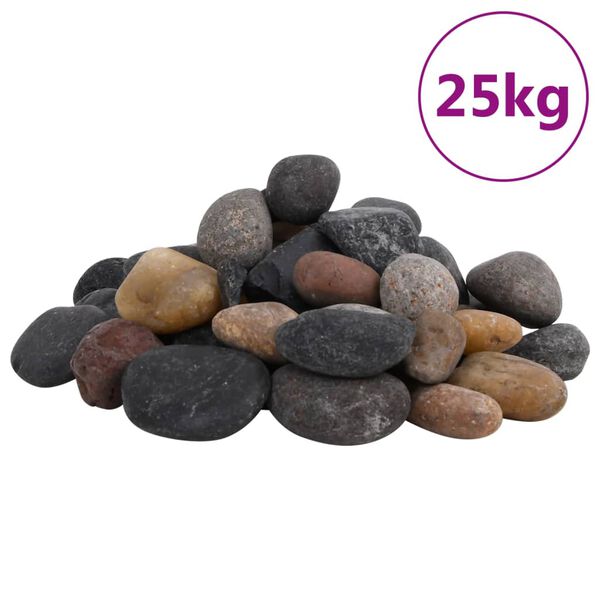 vidaXL Polished Pebbles 25 kg Mixed Colour 5-8 cm