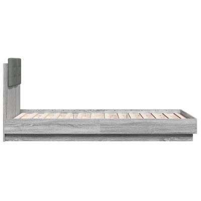 vidaXL Bed Frame with Headboard Grey Sonoma 75x190 cm Small Single Engineered Wood