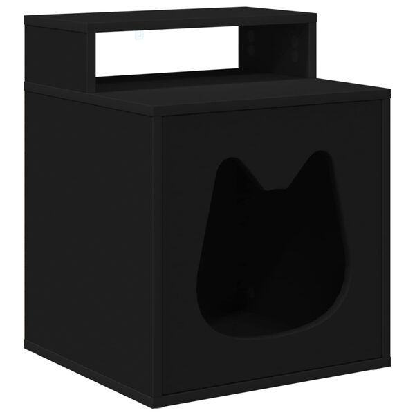 vidaXL Cat House Black 42.5 x 40 x 53.5 cm Engineered Wood