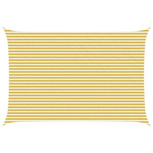 vidaXL Sunshade Sail Yellow and White 4 x 6 m HDPE