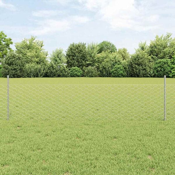 vidaXL Fence and Post Silver 0.5 x 50 m Steel