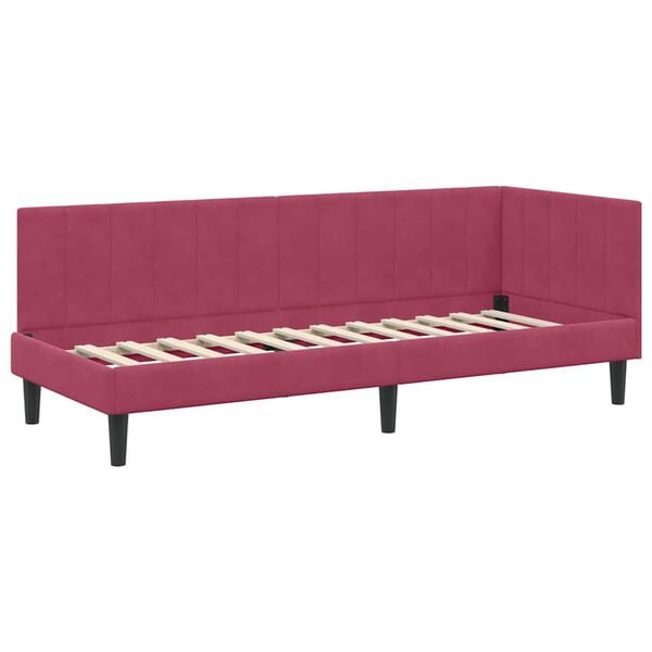 vidaXL Corner Bed Frame with Headboard Wine Red 80 cm x 200 cm Velvet