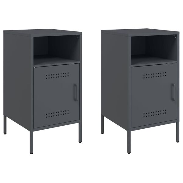 vidaXL Bedside Cabinets 2 pcs Anthracite 36x39x68 cm Steel