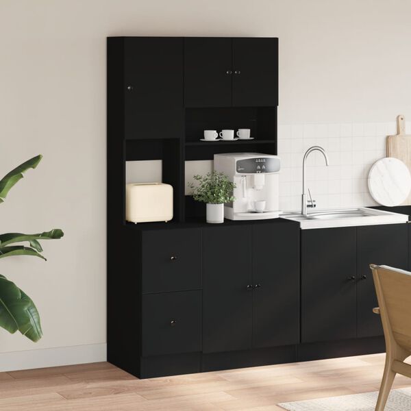 vidaXL Kitchen Cabinet Black 95x50x180 cm Engineered Wood