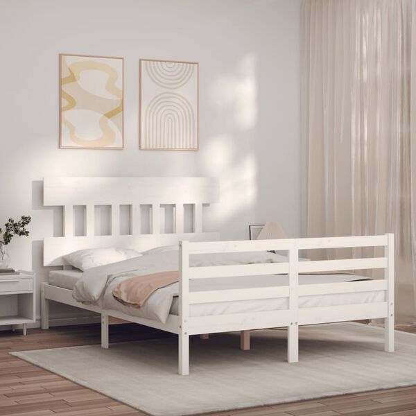 vidaXL Bed Frame without Mattress White 120x200 cm Solid Wood