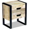 vidaXL Side Table with 2 Drawers Solid Mango Wood 43x33x51 cm