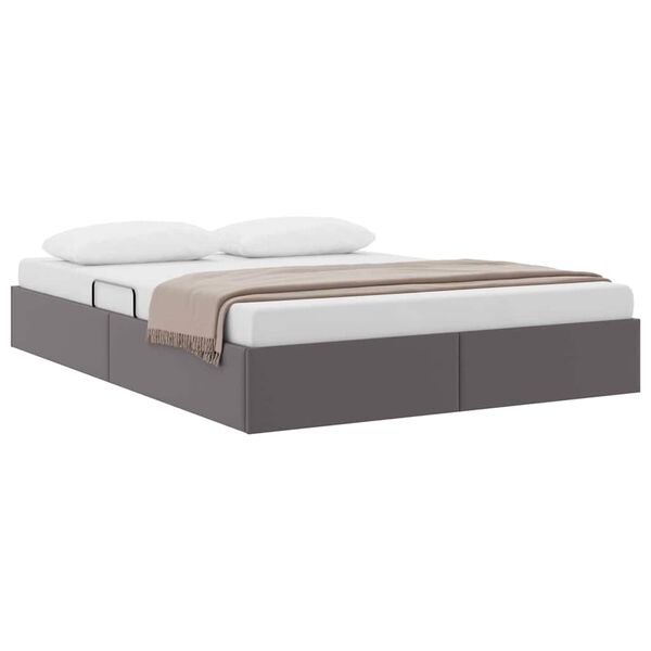 vidaXL Storage Bed with Mattress Grey 140 x 190 cm Faux leather