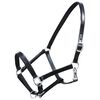 vidaXL Real Leather Headcollar Stable Halter Adjustable Black Pony
