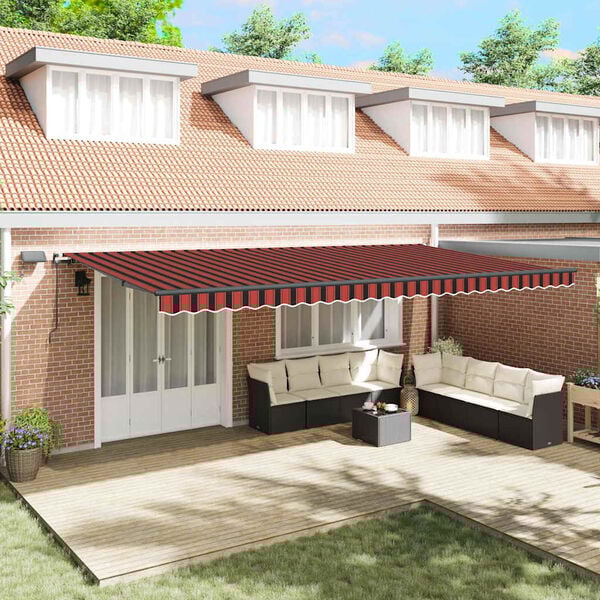 vidaXL Retractable Awning Manual Orange and brown 600 x 300 cm Fabric
