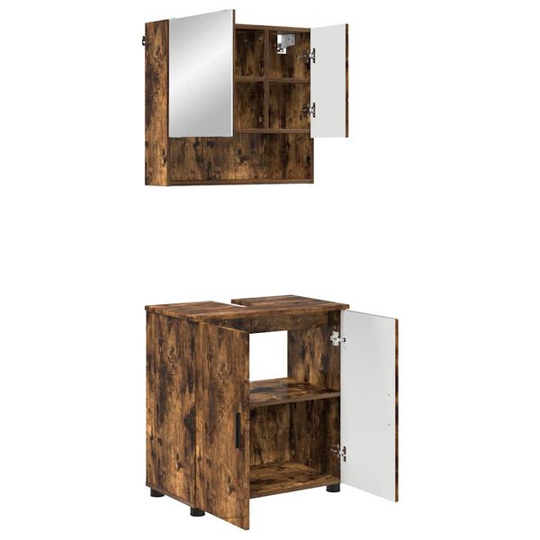 vidaXL Bathroom Furniture Set 2 pcs Smoked Oak Engineered wood & Metal