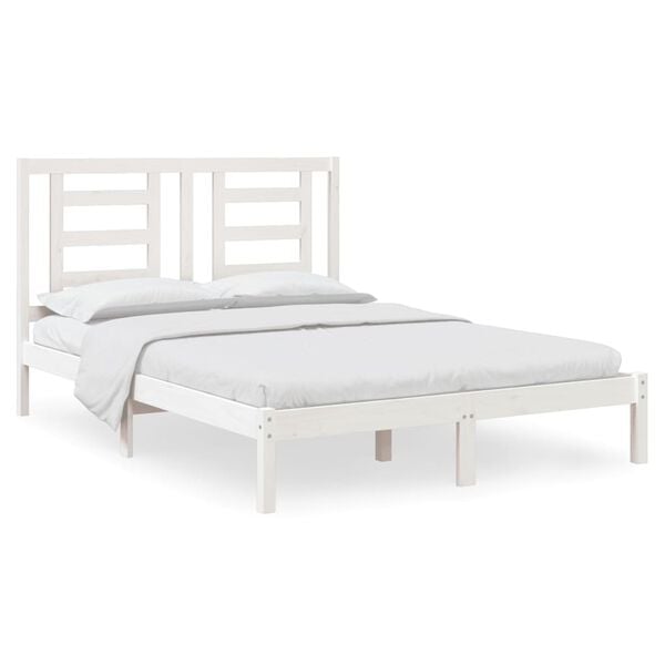 vidaXL Bed Frame without Mattress White 140x200 cm Solid Wood Pine