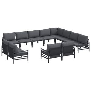 vidaXL Garden Sofa Set with Cushion 12 pcs Black Steel