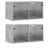 vidaXL Wall Cabinets with Glass Doors 2 pcs Concrete Grey 68.5x37x35cm