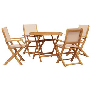 vidaXL 5 Piece Garden Dining Set Beige Fabric and Solid Wood