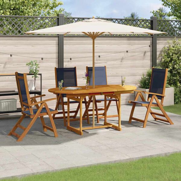 vidaXL 5 Piece Garden Dining Set Solid Wood Acacia and Textilene