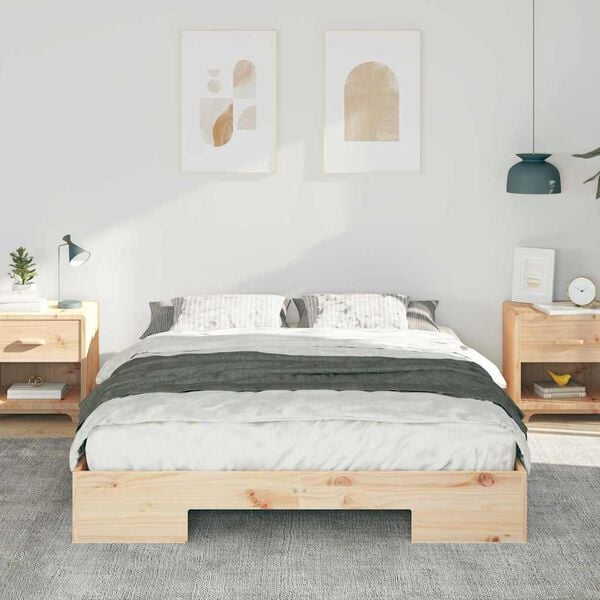 vidaXL Floor Bed Frame with Storage Brown 160 x 200 cm Solid pine wood