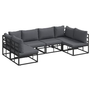 vidaXL Garden Sofa Set with Cushion 6 pcs Black Aluminium