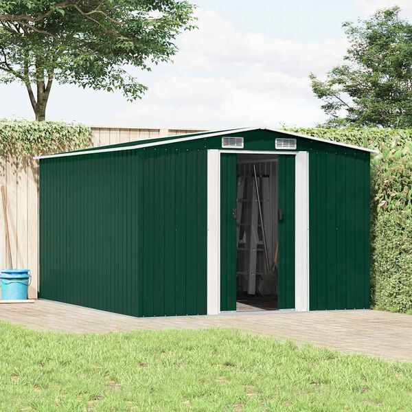 vidaXL Garden Shed 257x298x178 cm Metal Green