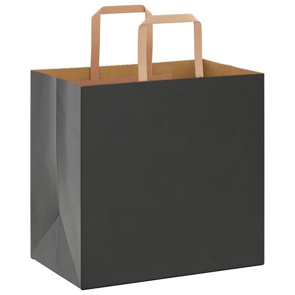 vidaXL Paper Bags 50 pcs with Handles Black 26x17x25 cm