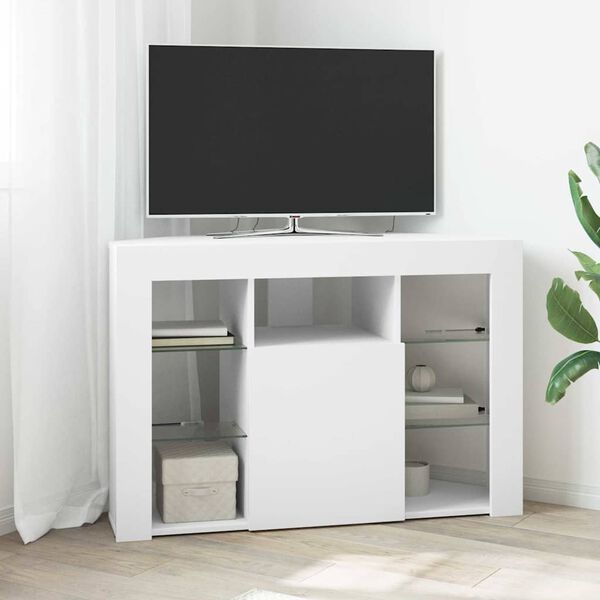 vidaXL Corner LED TV Cabinet White 100x40x68cm Engineered Wood