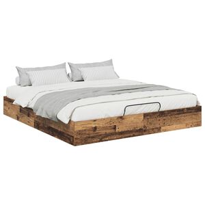 vidaXL Ottoman Bed Frame Old Wood 203 x 180 x 25 cm Chipboard