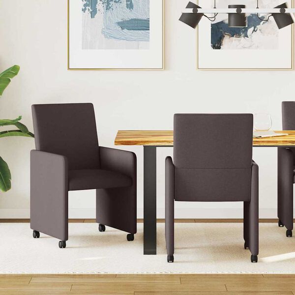 vidaXL Dining Chairs with Wheels 2 pcs Dark brown 57 x 66 x 94 cm