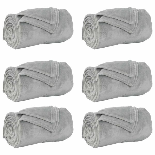 vidaXL Throw Blankets 6 pcs Grey 150 x 200 cm Fleece