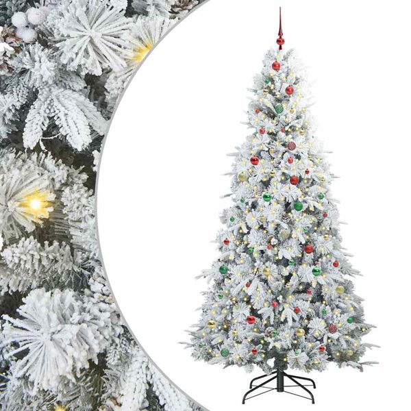 vidaXL Artificial Hinged Christmas Tree White 240 cm PE and PVC