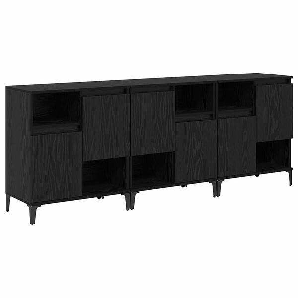 vidaXL Sideboards 3 pcs Black Oak 60 x 35 x 70 cm Engineered Wood