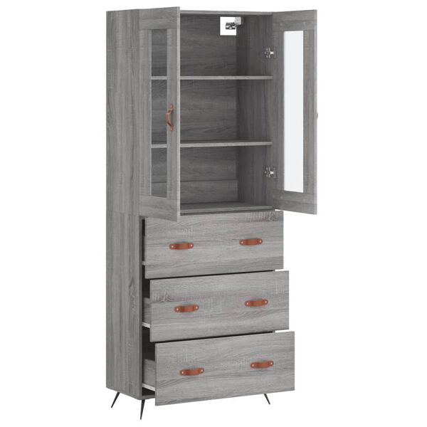 vidaXL Highboard Grey Sonoma 69.5x34x180 cm Engineered Wood