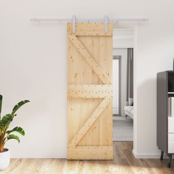 vidaXL Sliding Door with Hardware Set 70x210 cm Solid Wood Pine