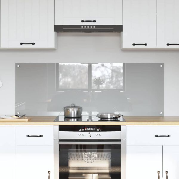 vidaXL Kitchen Backsplash 2 pcs Light Grey 70 x 50 cm Tempered Glass
