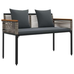 vidaXL Outdoor Bench 2 -Seater 117 x 54 x 74.5 cm Poly Rattan