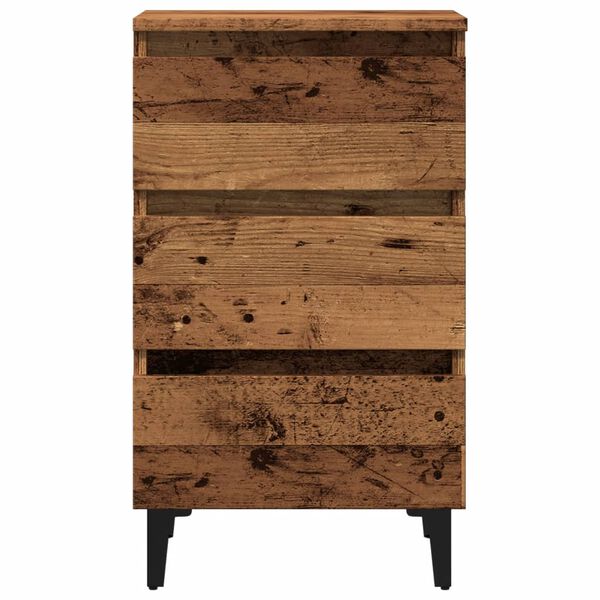 vidaXL Bed Cabinet with Metal Legs Old Wood 40x35x69 cm