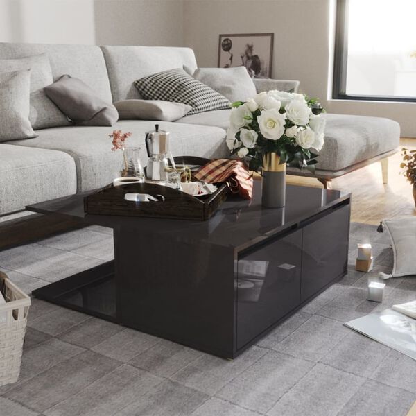 vidaXL Coffee Table High Gloss Grey 80x80x31 cm Engineered Wood