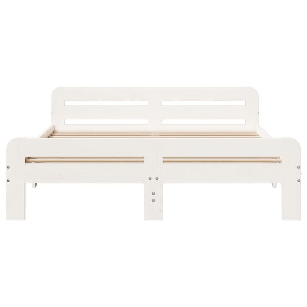 vidaXL Bed Frame without Mattress White 150x200 cm King Size Solid Wood Pine