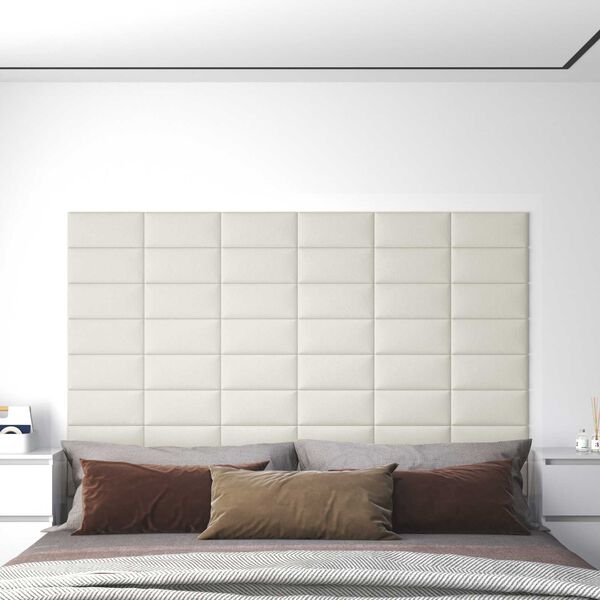 vidaXL Wall Headboard 12 pcs Cream 30 x 15 cm Velvet
