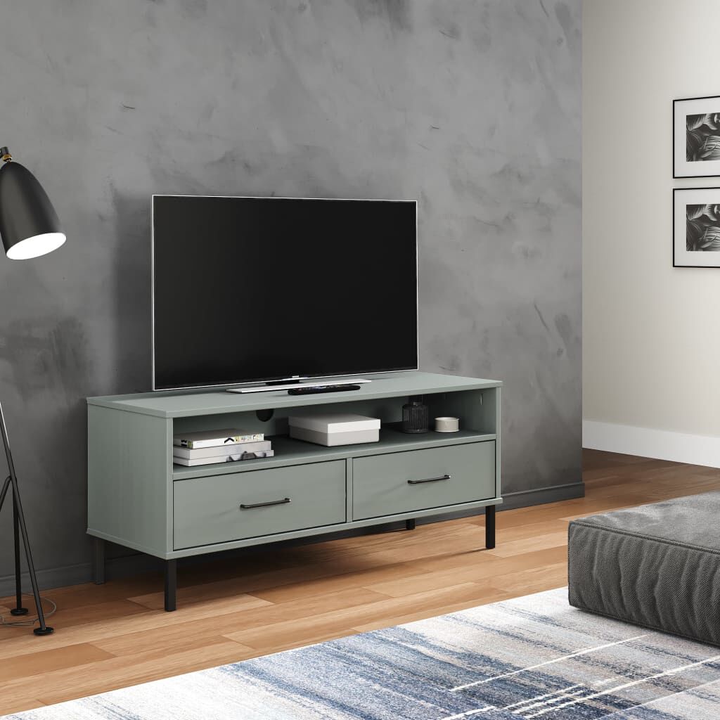 Gray metal online tv stand