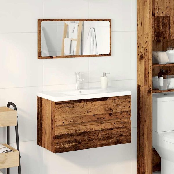 vidaXL Bathroom Furniture Set Old Wood Engineered Wood